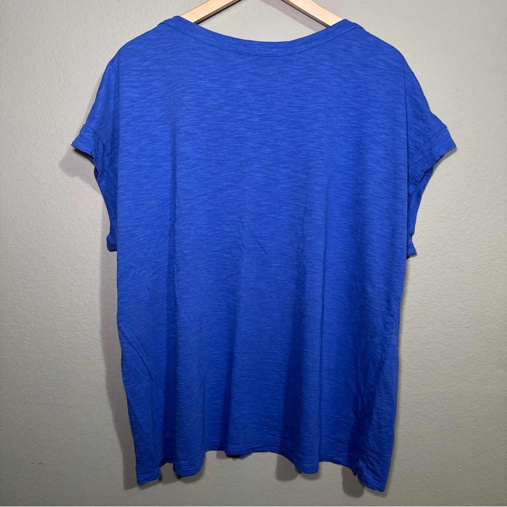Talbots Royal Blue Short Sleeve Button-Shoulder Tee - Picture 5 of 5